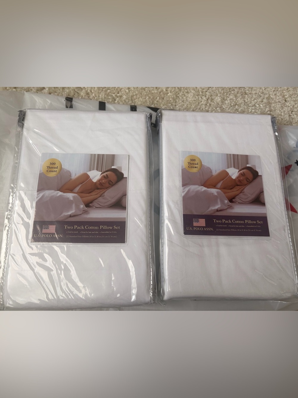 U.S. Polo Assn. White Cotton Pillowcase Two-Pack